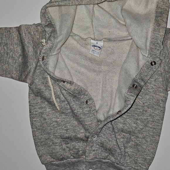 VTG Nortog Gray Hooded Sweatshirt Hoodie Snaps Toddler? Size 3 Prop Doll READ - Picture 7 of 10